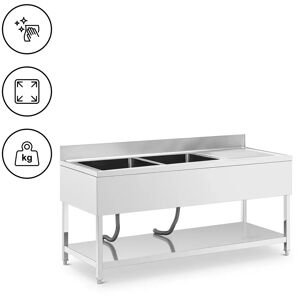 Sink Unit - 2 basins - stainless steel - 180 x 70 x 97 cm - Royal Catering RCGS-2B180D7