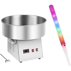 Royal Catering Candy Floss Machine Set with LED Cotton Candy Sticks - 52 cm - 1,030 W - Stainless steel - 50 pcs. RCZK-1030-W SET1