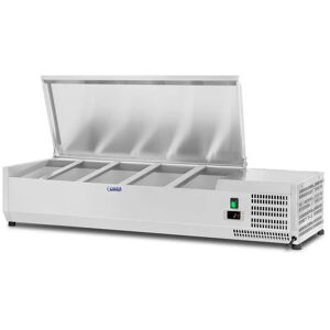 Royal Catering Countertop Refrigerated Display Case - 120 x 33 cm - 5 GN 1/4 Containers RCKV-120/33-5S