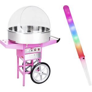 Royal Catering Candy Floss Machine Set with LED Cotton Candy Sticks - 72 cm - 1,200 W - Cart - Sneeze guard - 100 pcs. RCZC-1200XL SET1