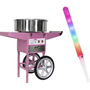 Royal Catering Candy Floss Machine Set with LED Cotton Candy Sticks - 52 cm - 1,200 W - Cart - 100 pcs. RCZC-1200-W SET1