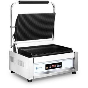 Contact Grill - 2,200 W - Royal Catering - large plate - ribbed RC-C301