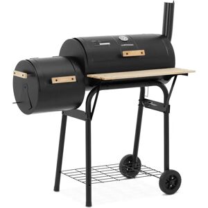 Uniprodo Charcoal Grill with Smoker BBQ - iron / wood - 2 chambers - 2 shelves - Royal Catering UNI_BG_01