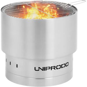 Uniprodo Fire Pit - stainless steel - with grill grate - 50 x 50 x 45 cm UNI_FP_10