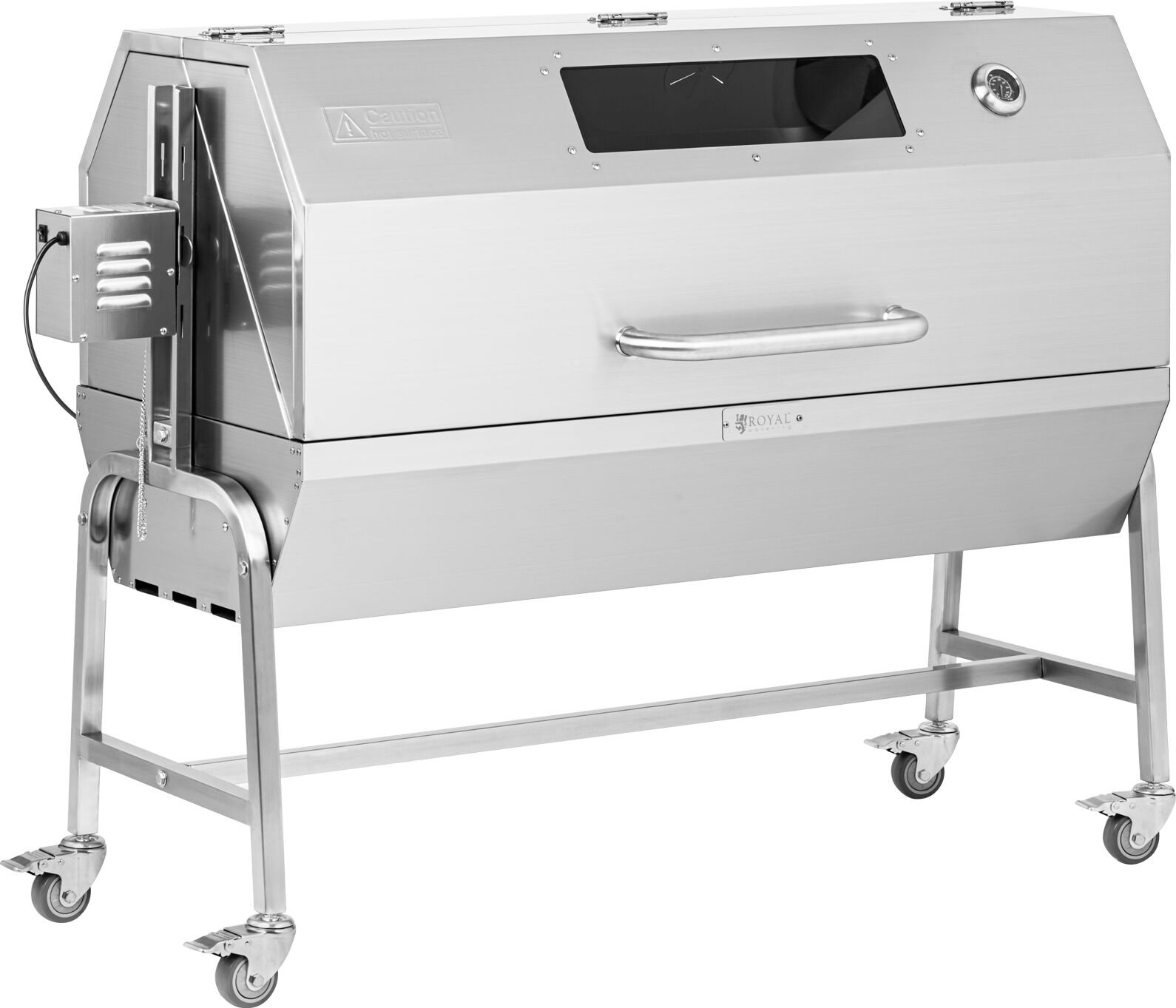 BBQ Rotisserie - with motor - 40 kg - length of grill spit: 138 cm - stainless steel - wind protection - Royal Catering RCSG-61PP