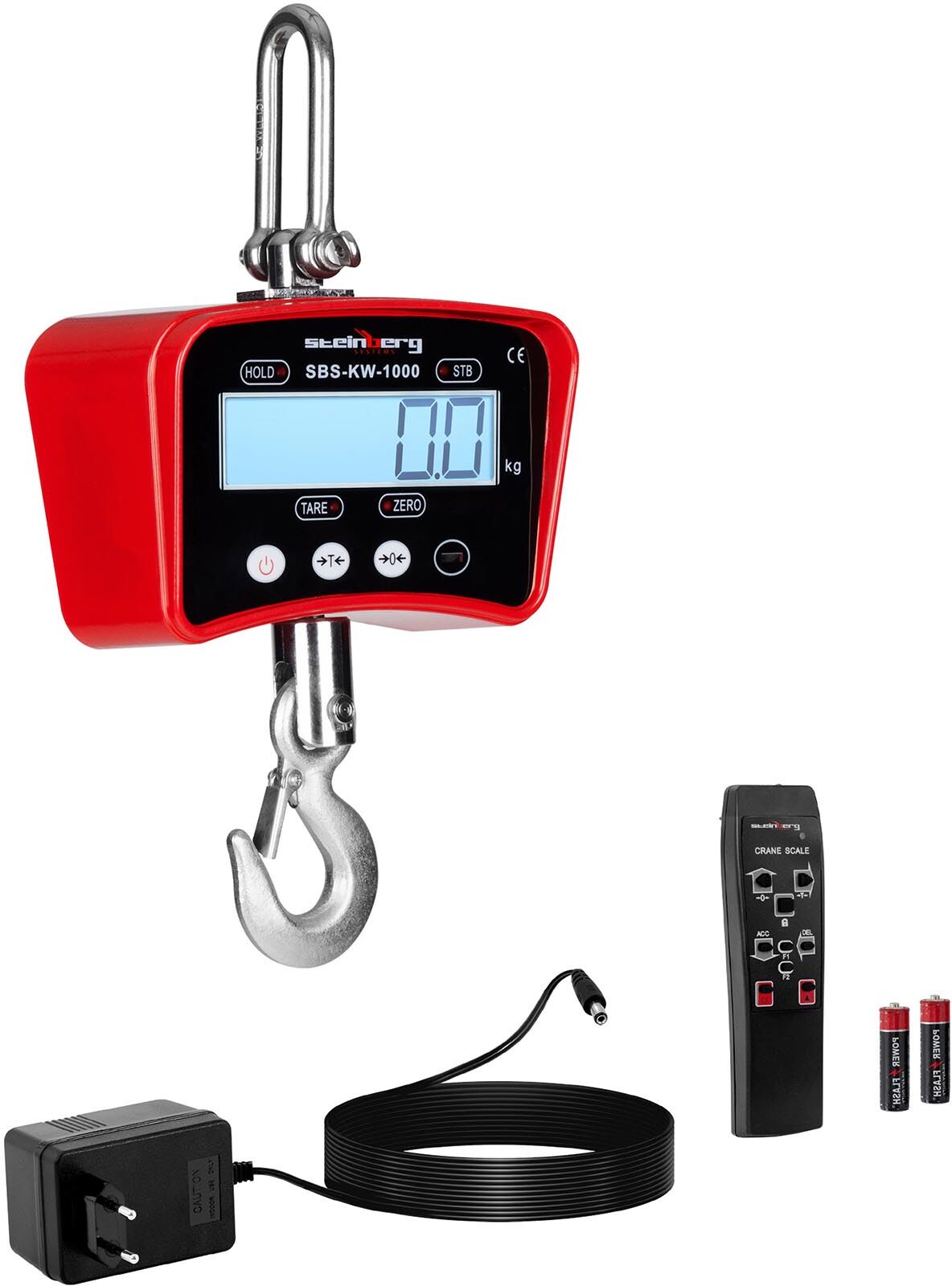 Steinberg Systems Crane Scales - 1.000 kg / 0.5 kg - red SBS-KW-1000R Steinberg Systems Crane Scales - 1.000 kg / 0.5 kg - red SBS-KW-1000R