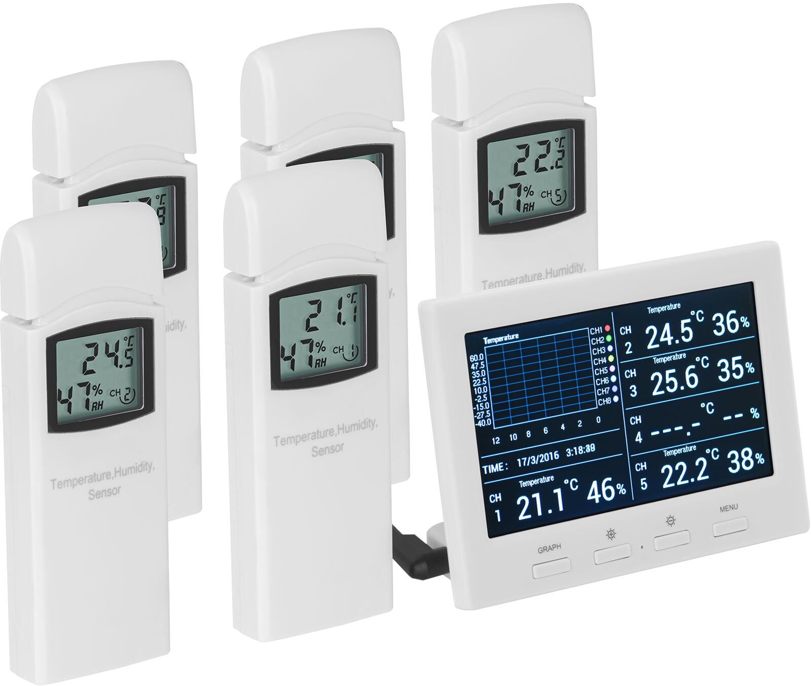 Steinberg Systems Indoor Weather Station - 8 channels SBS-RS-500 Steinberg Systems Indoor Weather Station - 8 channels SBS-RS-500
