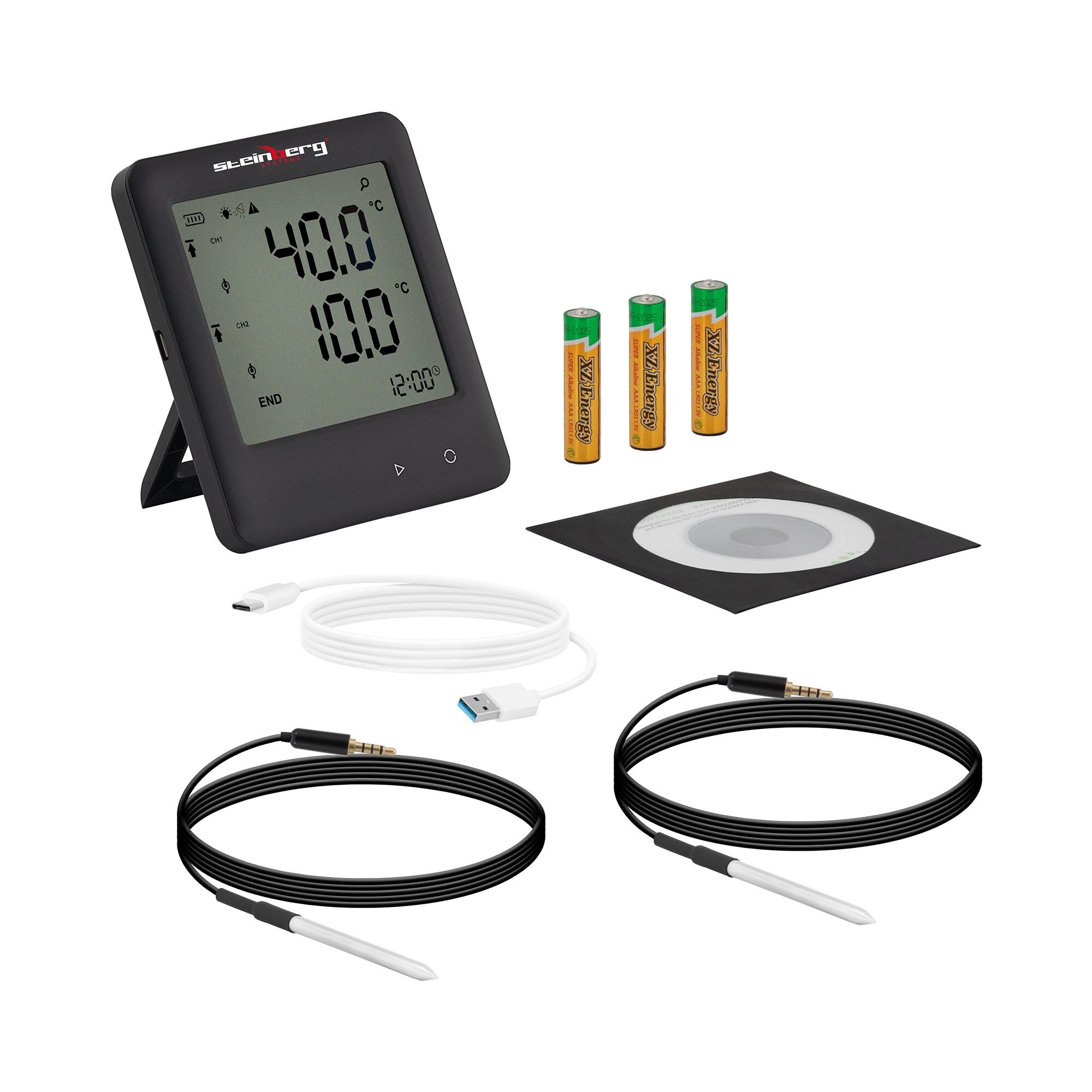 Steinberg Systems Temperature Data Logger - LCD - -40 to +125 °C - 2 external sensors SBS-DL-125E