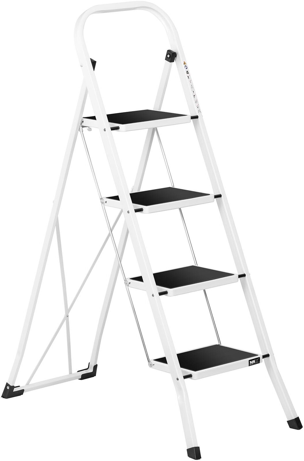 MSW Step Ladder - 4 steps - steel - height 100 cm MSW_AT4PLUS