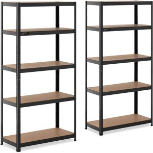 MSW Metal storage rack - 90 x 40 x 180 cm - for 5 x 175 kg - Slate grey - 2 pcs. MSW-STSH-22