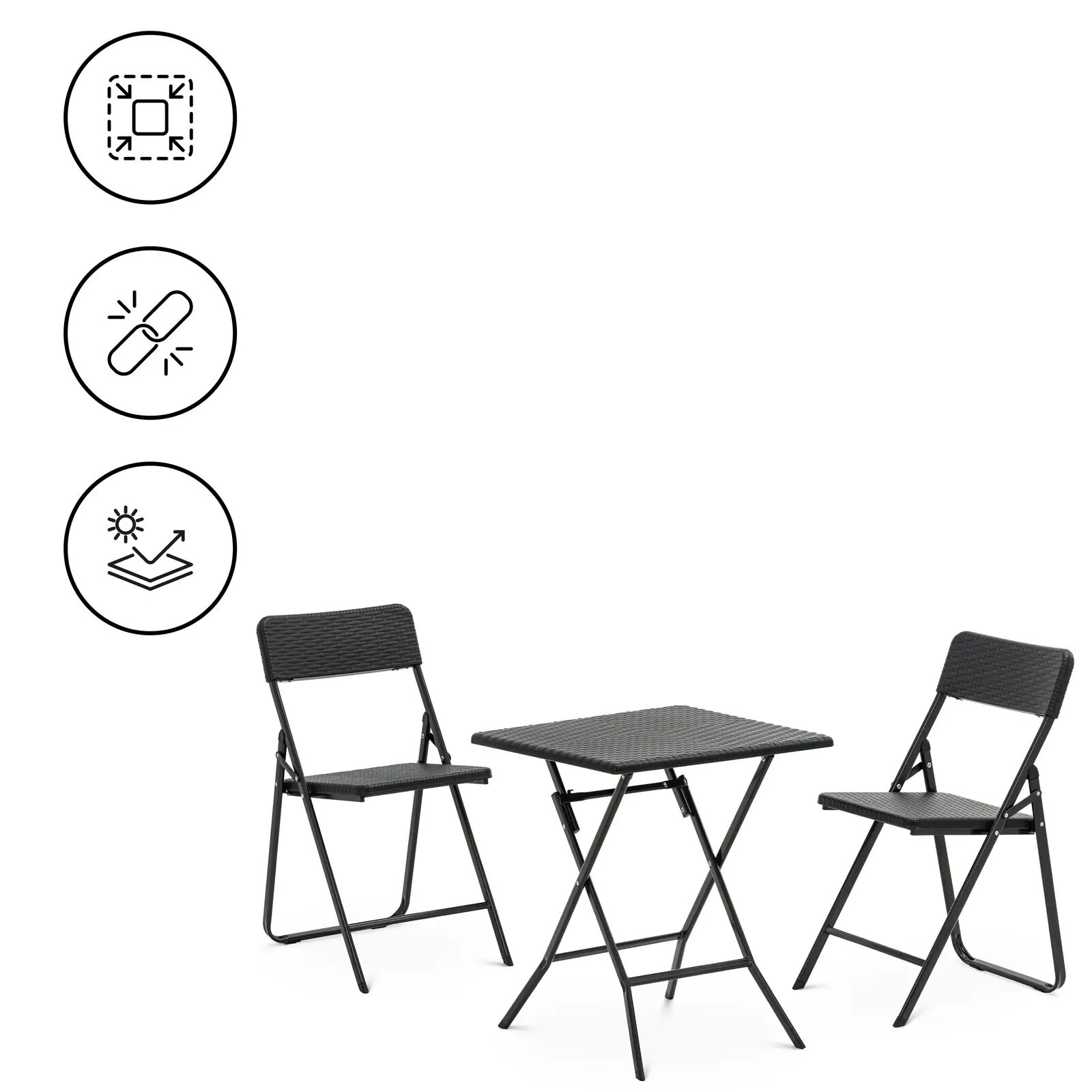 Uniprodo Garden Furniture Set - table with 2 chairs - steel / HDPE - foldable UNI_BS_02