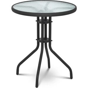 Uniprodo Round Glass Outdoor Table - Ø 60 cm - glass top - black UNI_TABLE_01