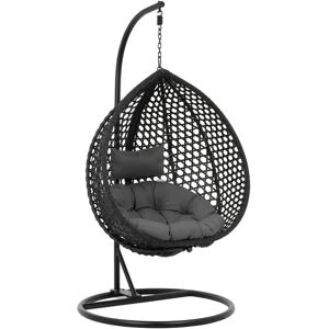 Uniprodo Outdoor Hanging Chair with Stand - foldable seat - black/grey - teardrop shape UNI_HC_05