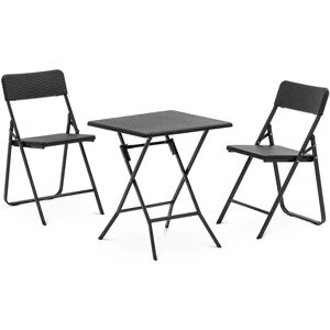 Uniprodo Garden Furniture Set - table with 2 chairs - steel / HDPE - foldable UNI_BS_02