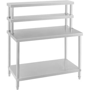 Royal Catering Stainless Steel Work Table with Overshelf - 2er - 175 kg loading capacity RCAT-120/60-H