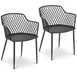 Chair - set of 2 - Royal Catering - up to 150 kg - backrest with diamond pattern - armrests - black RCFU_04