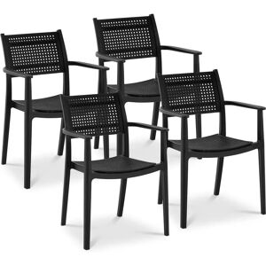 Chair - set of 4 - Royal Catering - up to 150 kg - woven backrest - armrest - black RCFU_07