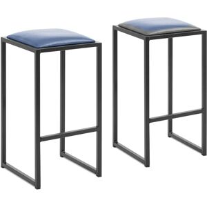 Bar Stool - set of 2 - black/blue - upholstered - Royal Catering RCBS-MC2