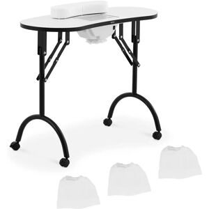 physa Nail Desk - foldable - White - 4 Wheels - Extraction PHY-MT-14