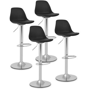 Fromm & Starck Bar Stools - set of 4 - with back - chrome-plated steel base - black STAR_SEAT_02