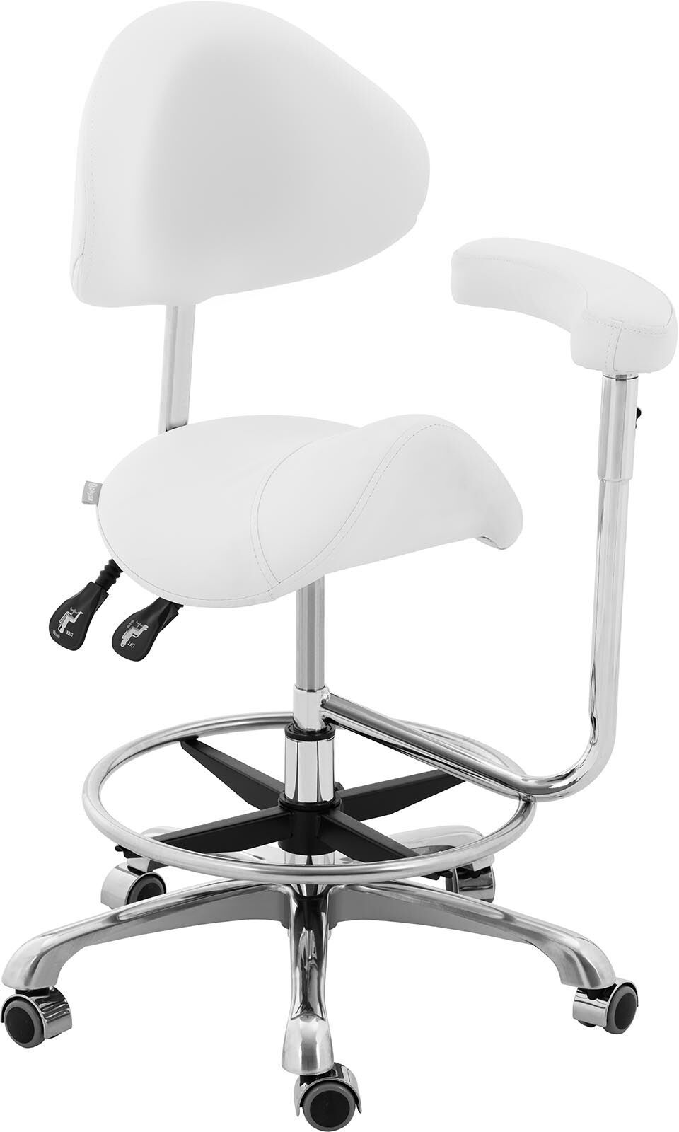 physa Saddle Chair with armrest - height-adjustable backrest and seat height - 51 - 61 cm - 150 kg - White PHYSA WUPPERTAL WHITE