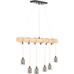 Uniprodo Pendant Light - 6 light sources - wooden beam UNI_LD_22