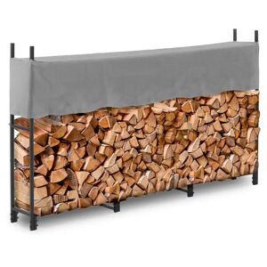 hillvert Firewood Rack - with cover - 100 kg - 76 x 31 x 17 cm - steel - black HI-FWR-012