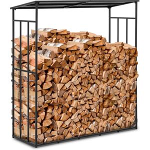 hillvert Firewood Rack - with roof - 300 kg - 161 x 65 x 177 cm - steel - black HI-FWR-014