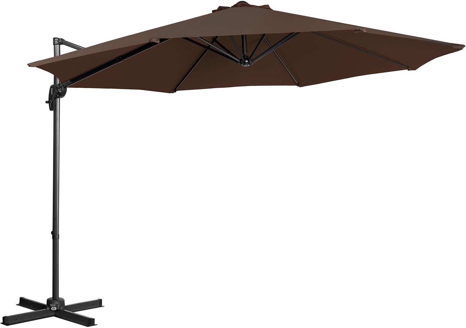 Uniprodo Hanging Parasol - brown - round - Ø 300 cm - rotatable UNI_UMBRELLA_2R300BR Uniprodo Hanging Parasol - brown - round - Ø 300 cm - rotatable UNI_UMBRELLA_2R300BR