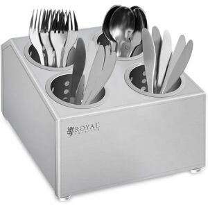 Royal Catering Cutlery container - Stainless steel - With 4 cutlery holders RCCH-1H4C