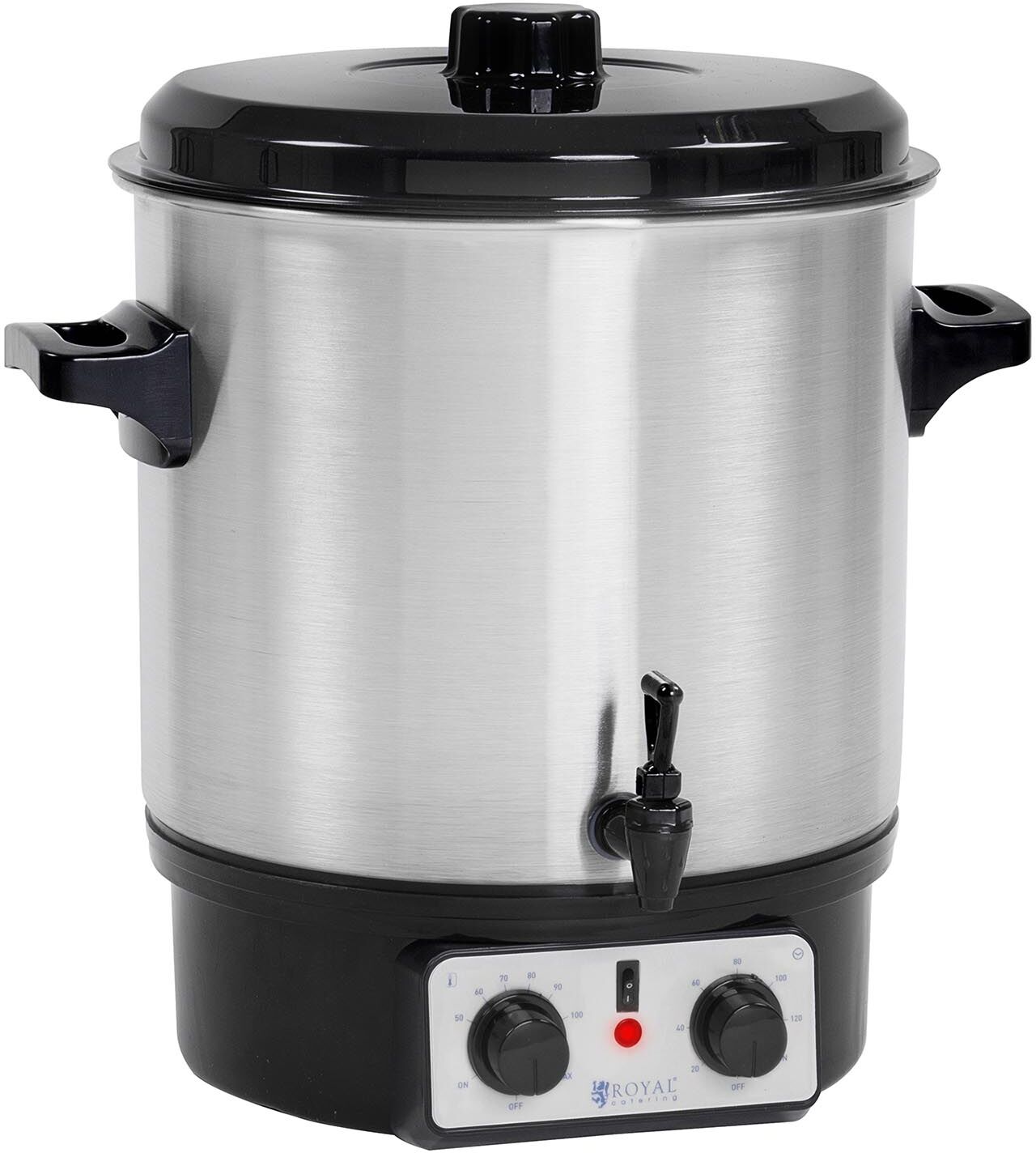 Royal Catering Mulled Wine Warmer - 27 L - Timer - Drain Tap - Stainless Steel RCMW-27S