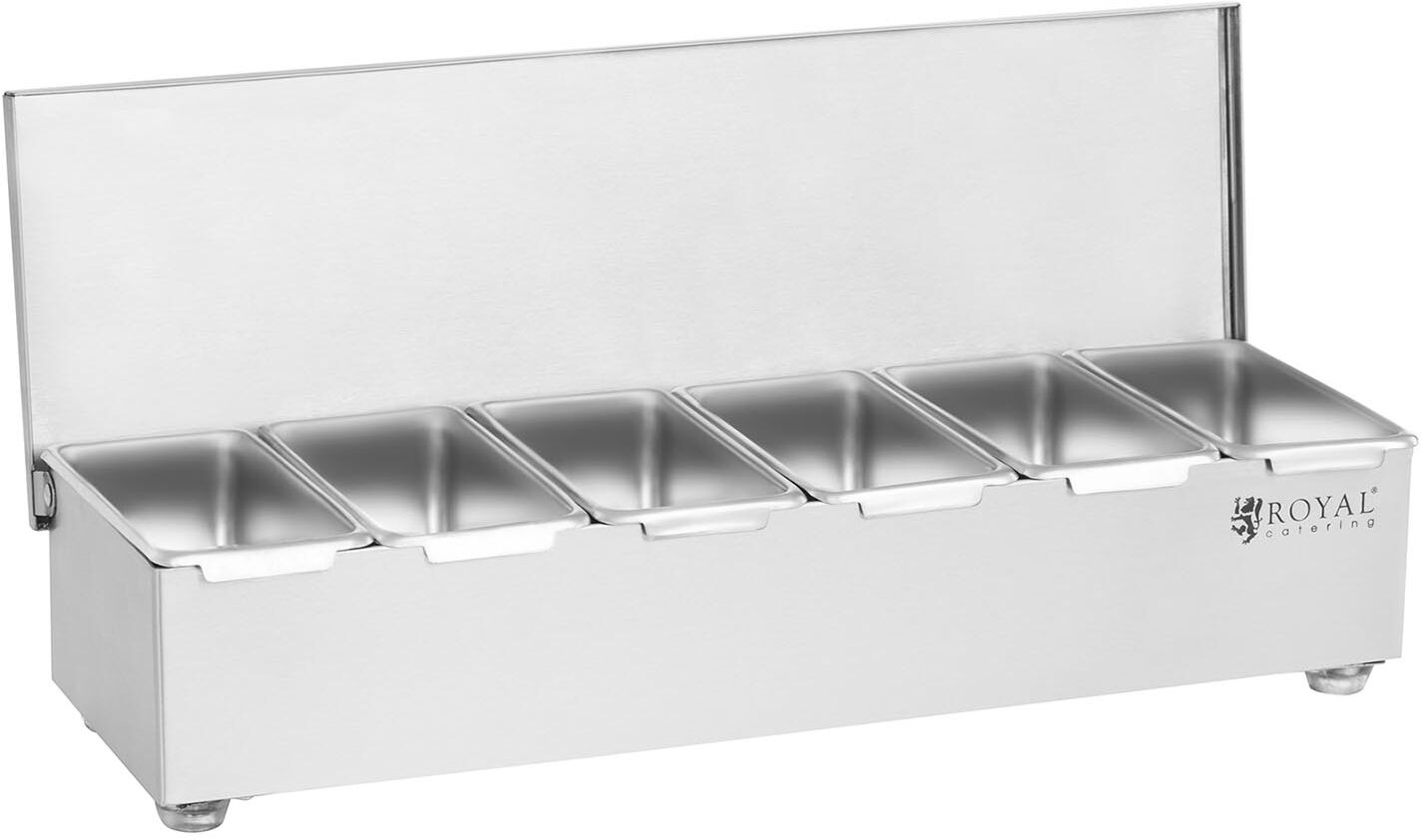 Royal Catering Stainless Steel Condiment Holder - 6 x 450 ml RCCBS 6 Royal Catering Stainless Steel Condiment Holder - 6 x 450 ml RCCBS 6