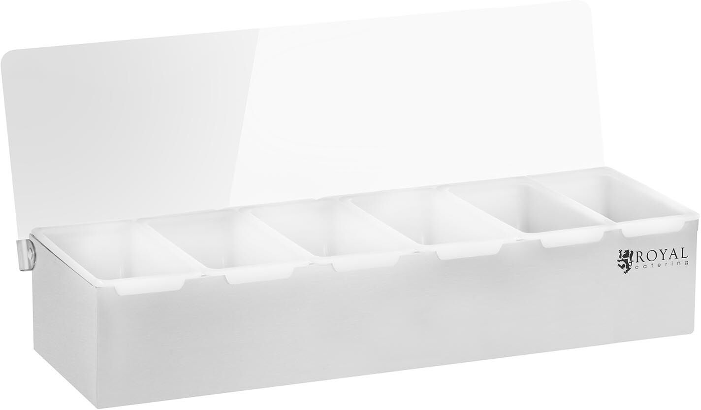 Royal Catering Stainless Steel / PP Condiment Holder - 6 x 450 ml RCCBP 6 Royal Catering Stainless Steel / PP Condiment Holder - 6 x 450 ml RCCBP 6