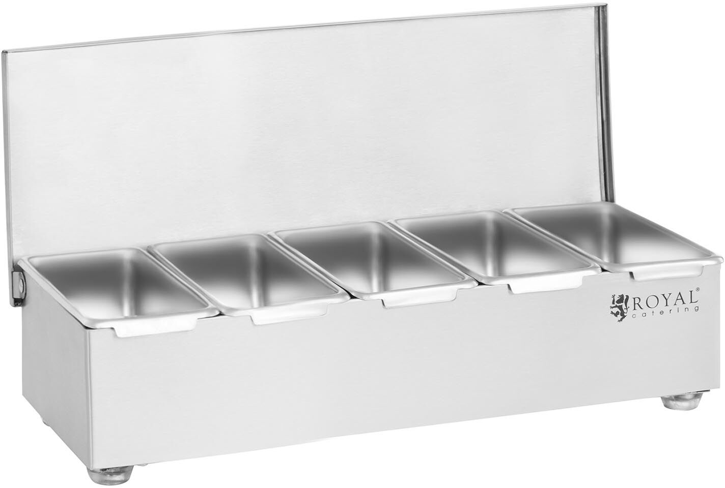 Royal Catering Stainless Steel Condiment Holder - 5 x 450 ml RCCBS 5 Royal Catering Stainless Steel Condiment Holder - 5 x 450 ml RCCBS 5