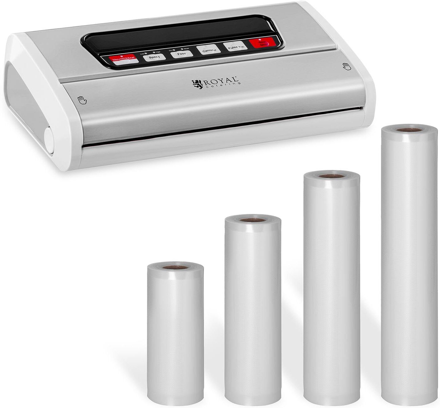 Royal Catering Food Vacuum Sealer Set with 4 Vacuum Bags - 15 to 30 cm - Stainless Steel/ABS - 32 cm RCSV-SET3 Royal Catering Food Vacuum Sealer Set with 4 Vacuum Bags - 15 to 30 cm - Stainless Steel/ABS - 32 cm RCSV-SET3