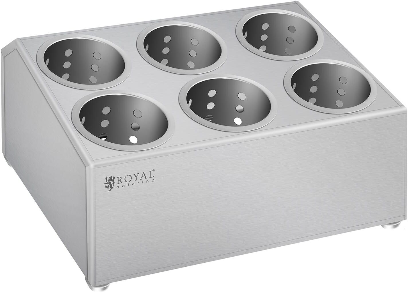 Royal Catering Cutlery container - Stainless steel - With 6 cutlery holders RCCH-1H6C Royal Catering Cutlery container - Stainless steel - With 6 cutlery holders RCCH-1H6C