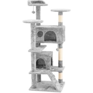 Uniprodo Cat scratching post - Light grey - incl. 2 balls - 49 x 49 x 137 cm UNI_CT_03