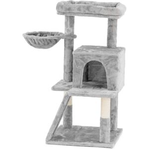 Uniprodo Cat scratching post - Light grey - incl. ball and hammock - 48 x 43 x 126 cm UNI_CT_05