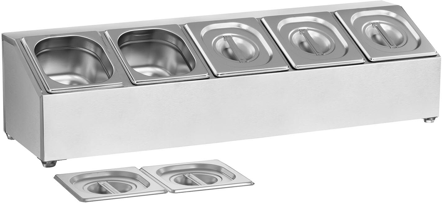 Royal Catering Gastronorm Pan Holder - Incl. 5 GN 1/6 Gastronorm Containers with Lids RCPN 5