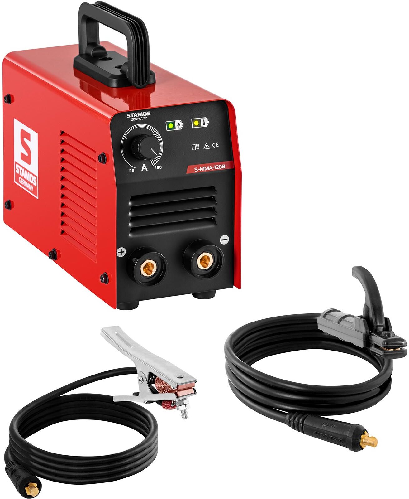 Stamos Germany MMA Welding Machine - 120 A - Hot Start - Arc Force - handle S-MMA-120B Stamos Germany MMA Welding Machine - 120 A - Hot Start - Arc Force - handle S-MMA-120B