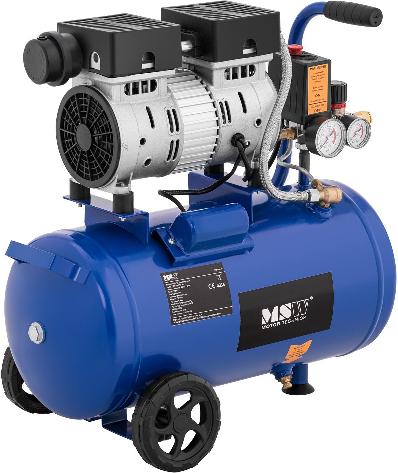 MSW Oil-free Air Compressor - 24 L - 550 W MSW-0AC550-24L MSW Oil-free Air Compressor - 24 L - 550 W MSW-0AC550-24L