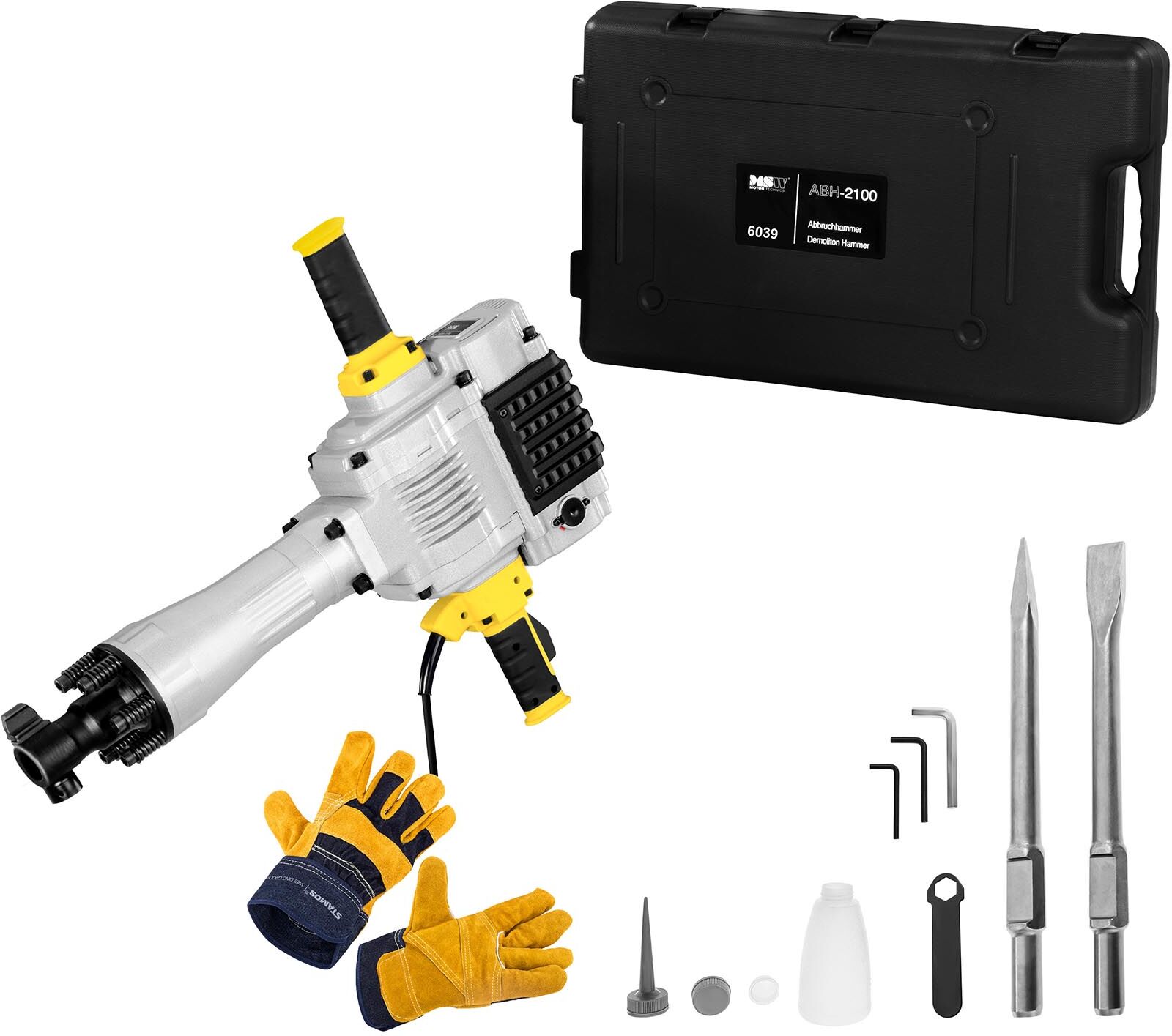 MSW Demolition Hammer Set ABH-2100-SET - Work gloves - 2,100 W MSW Demolition Hammer Set ABH-2100-SET - Work gloves - 2,100 W