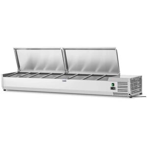 Royal Catering Countertop Refrigerated Display Case - 200 x 39 cm - 9 GN 1/3 Containers RCKV-200/39-S9
