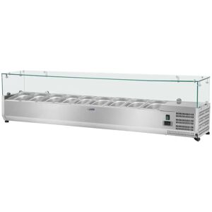 Royal Catering Countertop Refrigerated Display Case - 200 x 39 cm - Glass Cover RCKV-200/39-G9