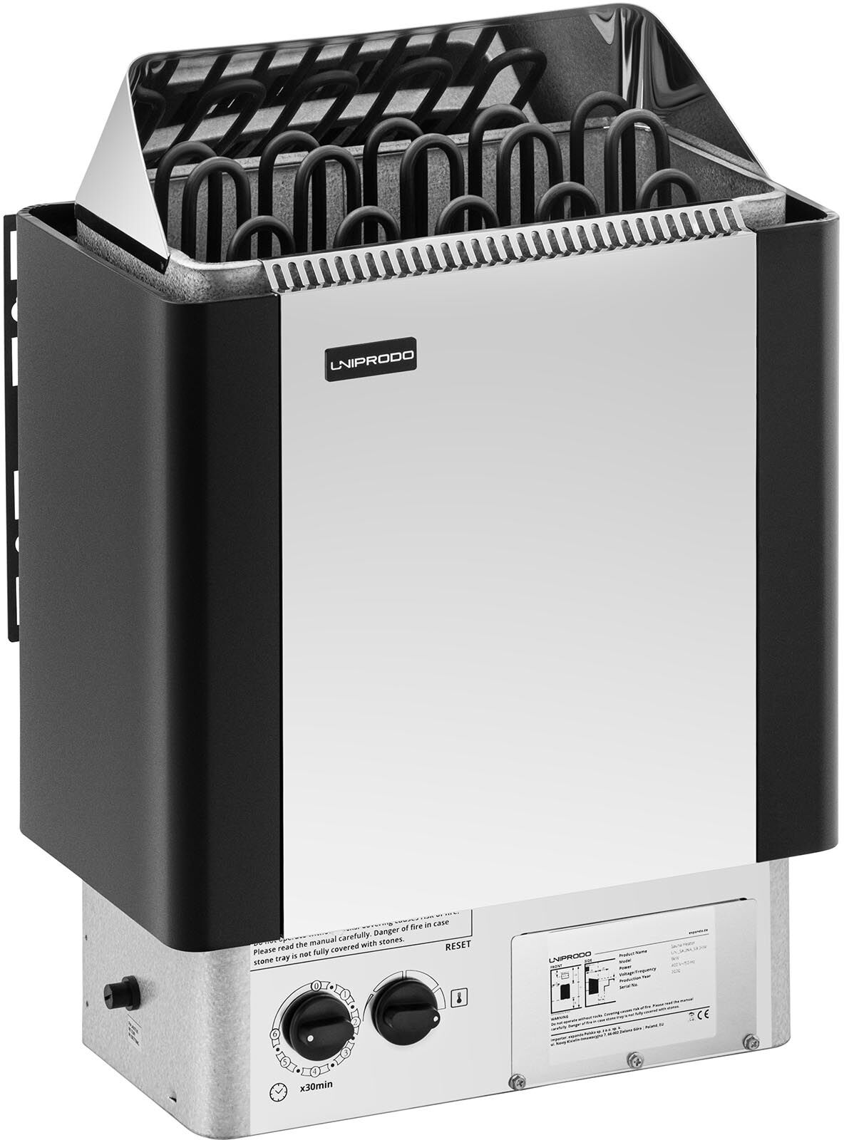 Uniprodo Sauna Heater - 9 kW - 30 to 110 °C - incl. control panel UNI_SAUNA_S9.0KW Uniprodo Sauna Heater - 9 kW - 30 to 110 °C - incl. control panel UNI_SAUNA_S9.0KW