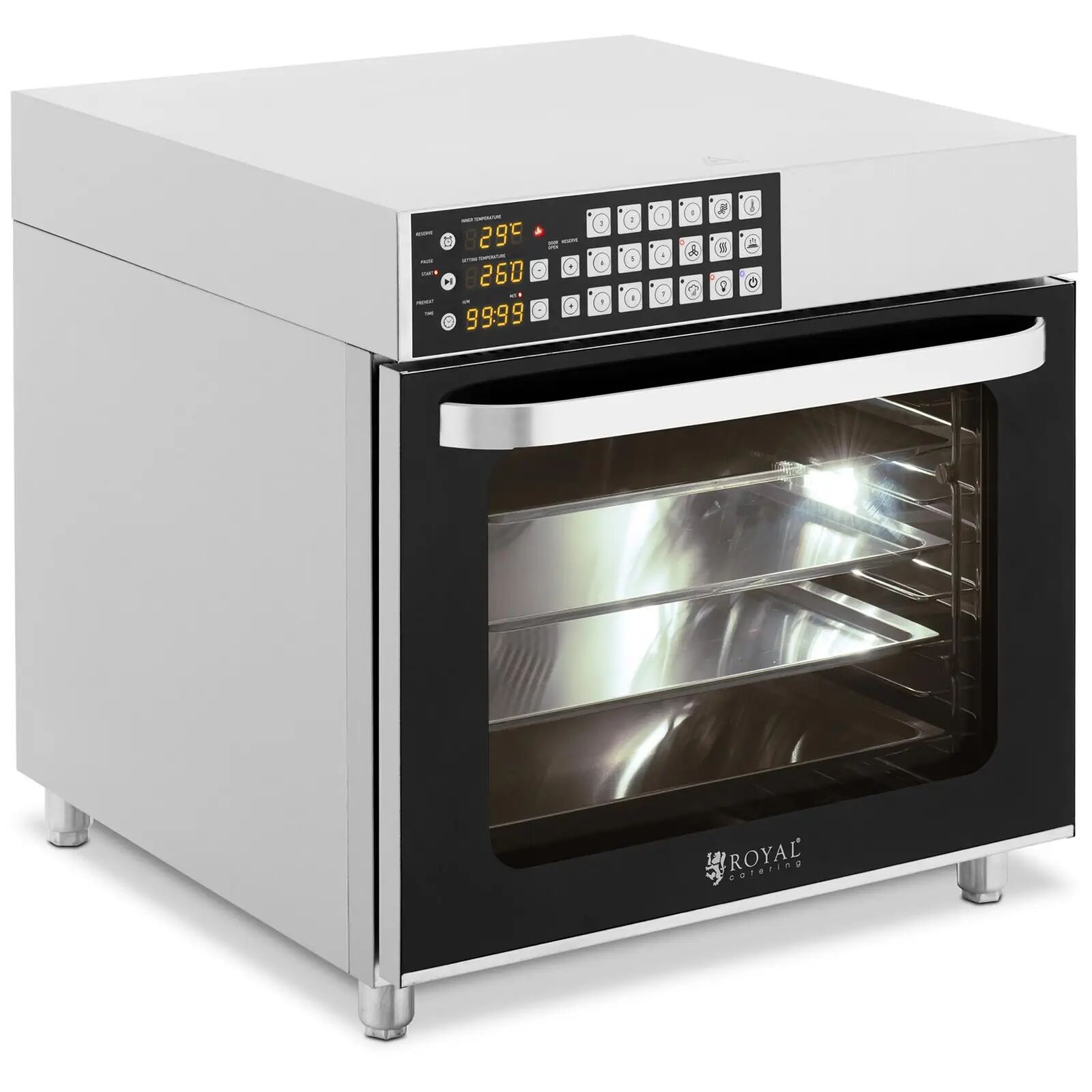 Royal Catering Hot air oven - 2800 W - Timer - 6 functions - 4 Trays RCOV-04