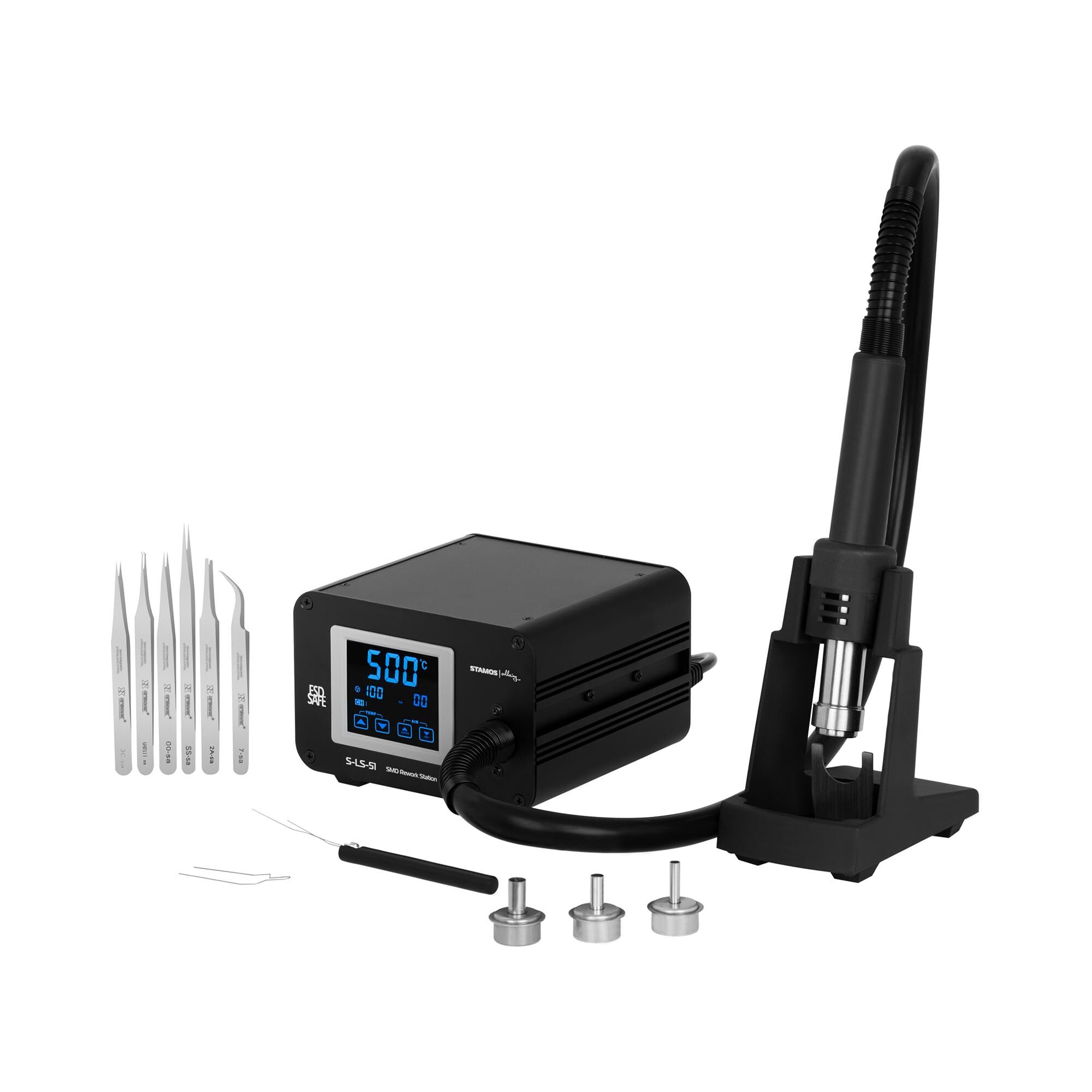 Stamos Soldering Hot Air Rework Station with Hot Air Gun - LCD touch display S-LS-51 Stamos Soldering Hot Air Rework Station with Hot Air Gun - LCD touch display S-LS-51
