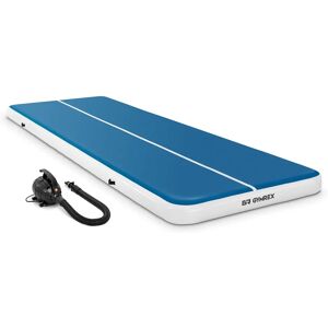 Gymrex Set: Inflatable Gym Mat - Airtrack with Electric Air Pump - 600 x 200 x 20 cm - 400 kg - blue/white GR-ATM9-SET