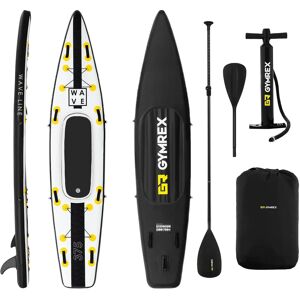 Gymrex Inflatable SUP Board - 120 kg - black/yellow - set with paddle, seat and accessories GR-SPB375