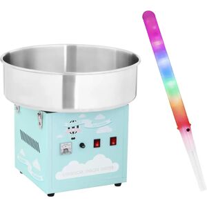 Royal Catering Cotton Candy Machine Set with LED Cotton Candy Sticks - 52 cm - 1,200 W - 50 pcs. - turquoise RCZK-1200-BG SET1